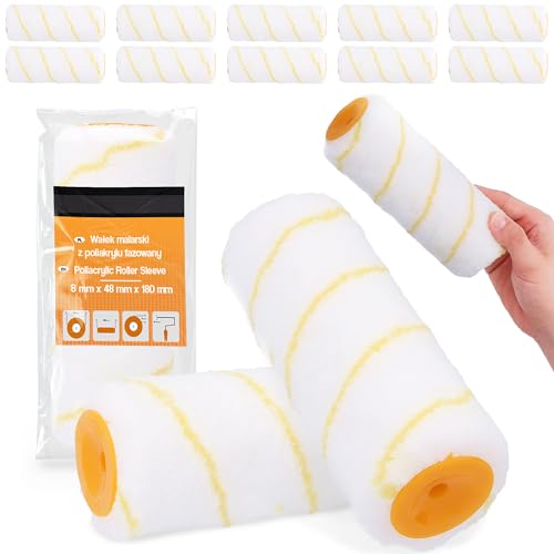 10x Farbroller 18 cm Ersatzwalze Ersatzrolle Malerrolle Malerwalze Farbwalze Farbe Latex Streichen Malen Kleinflächen Fasseadenroller Wandfarbe Anti-Spritz-Roller Malerbedarf von Instalguru