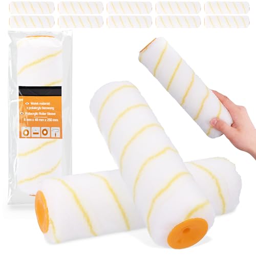 10x Farbroller 25 cm Ersatzwalze Ersatzrolle Malerrolle Malerwalze Farbwalze Farbe Latex Streichen Malen Kleinflächen Fasseadenroller Wandfarbe Anti-Spritz-Roller Malerbedarf von Instalguru