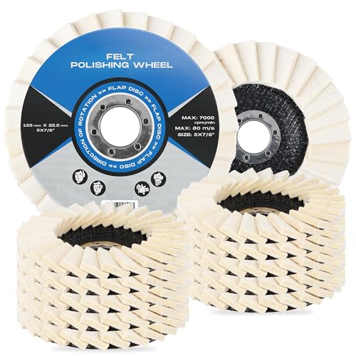 10x Polierscheibe Filz Polierfächerscheibe 125 x 22,2 mm Glanz Polier Scheibe Fächerscheibe Polieraufsatz Winkelschleifer Filzpolierpads 10x Polierscheibe Filz Polierfächerscheibe 125 x 22,2 mm Glanz Polier Scheibe Fächerscheibe Polieraufsatz Winkelschleifer Filzpolierpads von Instalguru