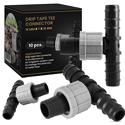 10x T-Stück 16xTx16 Tropfband Tropfschlauch Kupplung Bewässerung T-Verbinder Bewässerungsleitungs-Anschluss Sprinklersystemen Schlauchverbinder Perlschlauch V-Verteiler Bewässerungszubehör Garten von Instalguru