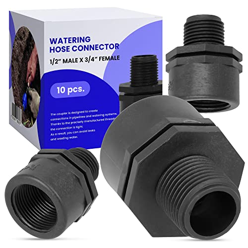 10x Verbinder 1/2" AG x 3/4" IG für PE Rohr Kupplung Adapter Bewässerungsleitung Schlauchverbinder Wasserrohr Garten Wasserleitung Micro-Drip-Bewässerungssysteme Rasenbewässerungssystem von Instalguru