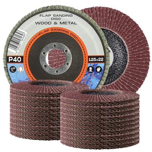20x Fächer Schleifscheibe 125 x 22,2 mm Schleifmoptelle Fächerscheiben Körnung P40 für Holz Metall Stahl Lamellenscheibe Scheiben Schruppscheiben Winkelschleifer Zubehör von Instalguru