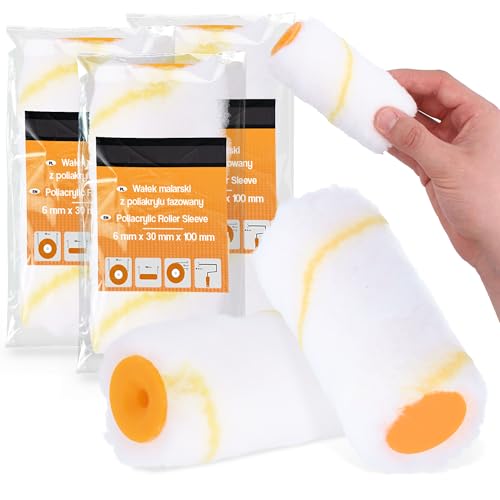 3x Farbroller 10 cm Ersatzwalze Ersatzrolle Malerrolle Malerwalze Farbwalze Farbe Latex Streichen Malen Kleinflächen Fasseadenroller Wandfarbe Anti-Spritz-Roller Malerbedarf von Instalguru