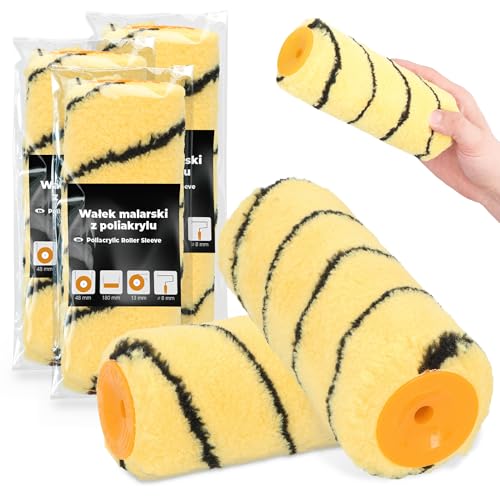 3x Farbroller 18 cm Ersatzrolle Farbwalze Wandfarbe Decke Malerrolle Malerwalze Streichen Malen Farbe Lackier Polyacryl Malerzubehör Renovierung Robust von Instalguru