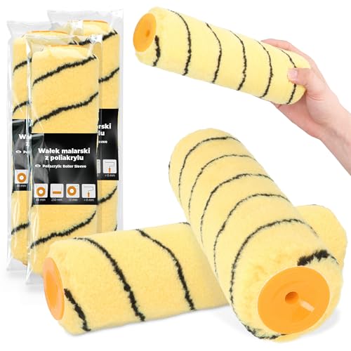 3x Farbroller 25 cm Ersatzrolle Farbwalze Wandfarbe Decke Malerrolle Malerwalze Streichen Malen Farbe Lackier Polyacryl Malerzubehör Renovierung Robust von Instalguru
