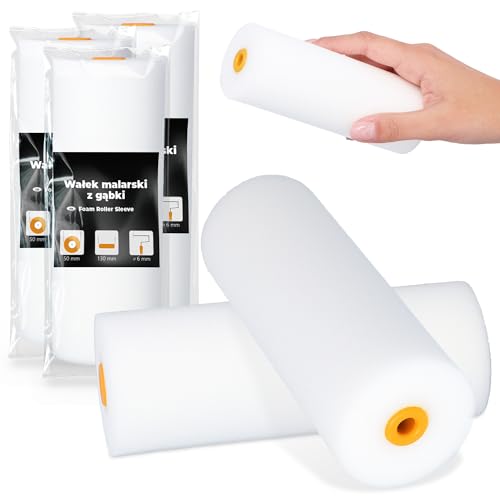 3x Schaumwalze 13 cm Malerwalze Lackierwalze Lackwalze Schaumrolle Farbrolle Lackrolle Roller Streichen Malen Wände Möbel Schaumstoff Glatte Oberflächen von Instalguru