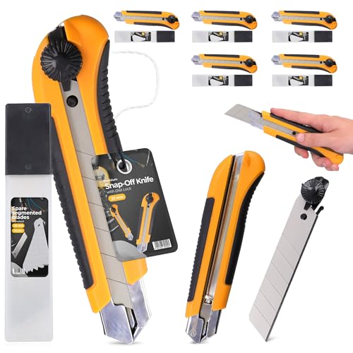 5x Cuttermesser 25 mm Teppichmesser Paketmesser Kartonmesser Cutter Metallmesser Folienmesser Universalmesser Abbrechmesser 55x Ersatzklingen Abbrechklingen von Instalguru