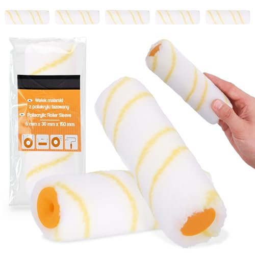 5x Farbroller 15 cm Ersatzwalze Ersatzrolle Malerrolle Malerwalze Farbwalze Farbe Latex Streichen Malen Kleinflächen Fasseadenroller Wandfarbe Anti-Spritz-Roller Malerbedarf von Instalguru