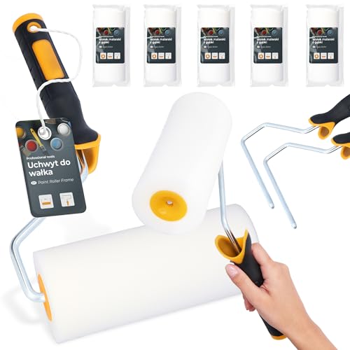 5x Schaumwalze 18 cm Schaumrolle Ersatzwalze Lackierwalze Lackierrolle Malerset Farbe Lack Beize 2x Farbbügel Farbroller Set Schaumstoff Malerei Renovierung von Instalguru