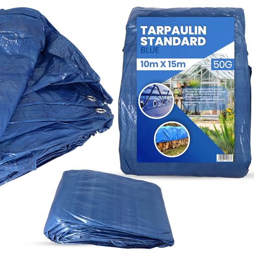 Abdeckplane 10 x 15 m Wasserdicht Plane 50g/m² Gartenmatte Gewebeplane Strong Schutzplane Auto Terrasse Gartenmöbel Allzweckplane Bauplane Camping Plane mit Ösen Reißfest Wetterfest UV-Stabilisiert von Instalguru