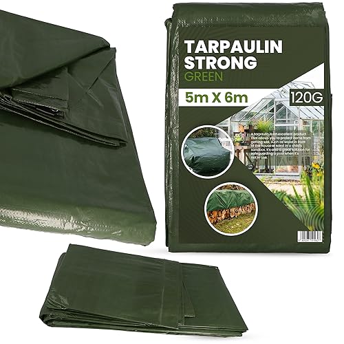 Abdeckplane Strong 5 x 6 m Wasserdicht Plane 120g/m² Gartenmatte Gewebeplane Schutzplane Auto Terrasse Gartenmöbel Allzweckplane Bauplane Camping mit Ösen Reißfest Wetterfest UV-Stabilisiert von Instalguru