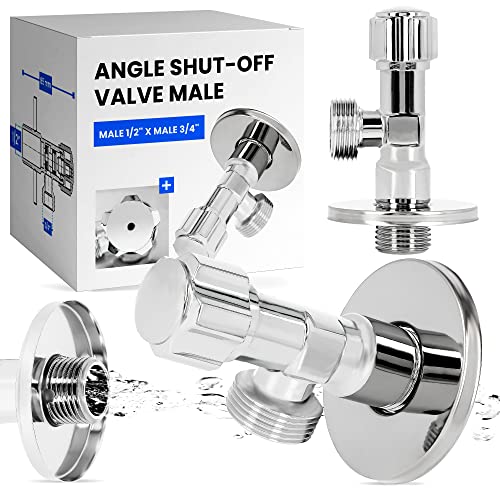 Eckventil Absperrventil Winkelabsperrventil 1/2'' x 3/4'' | Wasserregelventil Waschmaschine Geschirrspülmaschine Waschbecken Küchenarmatur Verchromt Messing Ventil Wasserstopper Rosette von Instalguru