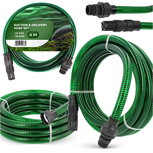 Ansauggarnitur Saugschlauch 4m Pumpe Schlauch Förderschlauch Wasserpumpe Verstärktes Rohr Spirale Rohrsieb Filter Bewässerung Ansaug- und Abflussschlauch Garten Hydrophore von Instalguru