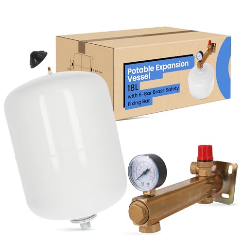 Ausdehnungsgefäß Trinkwasser Brauchwasser 18l Druckbehälter Membran | Druckausdehnungsgefäß Ausgleichsbehälter Expansionsbehälter Sanitärgefäß Heizgefäße Messing Sicherheitsgruppe 6 bar Kesselgruppe von Instalguru