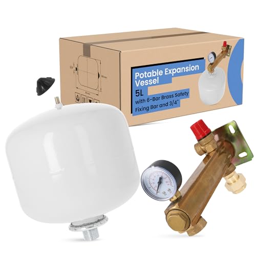 Ausdehnungsgefäß Trinkwasser Brauchwasser 5l Druckbehälter Membran | Druckausdehnungsgefäß Ausgleichsbehälter Expansionsbehälter Messing Sicherheitsgruppe 6 bar Kesselgruppe Schnellverbinder 3/4'' von Instalguru