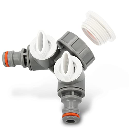 BRADAS® 2-Wege-Verteiler WHITE LINE Anschluss 3/4 Zoll Innengewinde x 1" Reduzierung Wasserhahn Adapter | 2-Fach Y-Verteiler Wasserverteiler Für Gartenschlauch Absperrhahn Regelbar Schlauchverteiler von Instalguru