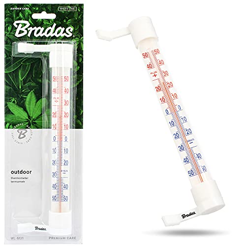 BRADAS® Analoger Thermometer WHITE LINE Analog Temperatur Anzeige -50 bis +50 °C | Hohe Genauigkeit Wetterfest Innen- Außen- Garten Balkon Fenster Thermometer Kunststoff Weiß Außenthermometer WL-M31 von Instalguru