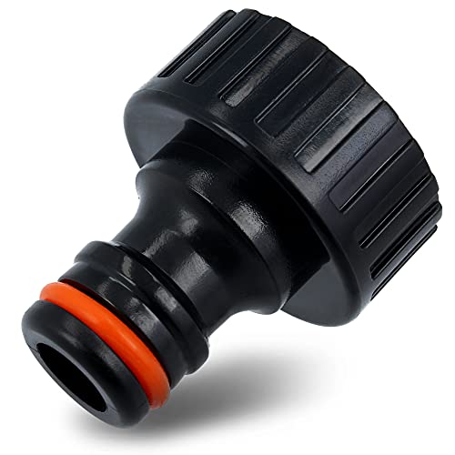 BRADAS® Hahnverbinder Black LINE 1 Zoll x 3/4 Zoll Wasserhahn Anschluss Verbinder | Gartenschlauch Adapter Hahnstück Für Wasserhähne Mit Gewinde | Garten Schlauch Hahnanschluss Bewässerungssystem von Instalguru