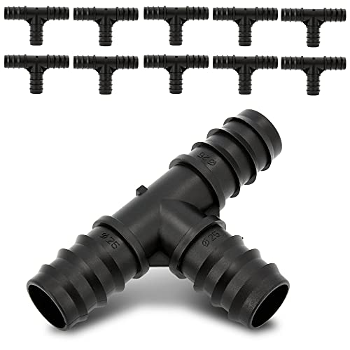 BRADAS® T-Stück Schlauchverbinder 20x20x20 mm 10-er Set | Schlauch Fitting Zubehör Für Tropfschlauch Perlschlauch T-Verteiler T-Steckverbinder | Schlauchanschluss Bewässerung System Anschluss Kit von Instalguru