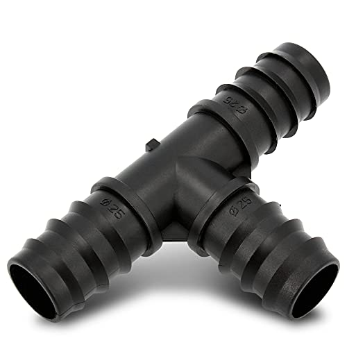 BRADAS® T-Stück Schlauchverbinder 25x25x25 mm 10-er Set | Schlauch Fitting Zubehör Für Tropfschlauch Perlschlauch T-Verteiler T-Steckverbinder | Schlauchanschluss Bewässerung System Anschluss Kit von Instalguru