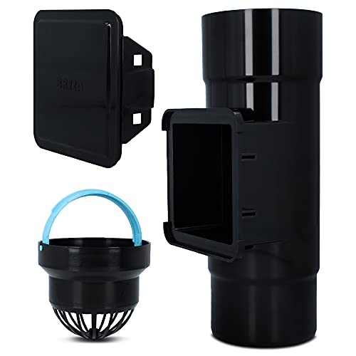 BRYZA® Fallrohrfilter Ø DN 110 mm Schwarz Reinigungsrohr mit Sieb | Regenrohfilter Mit Laubfang von Instalguru