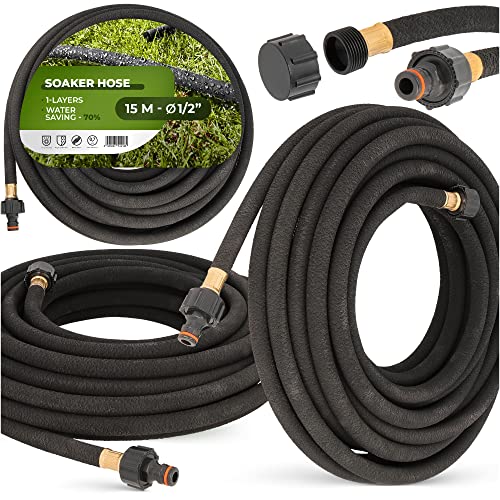 Bewässerungsschlauch 1/2" 15 m Gartenschlauch Schwarz Flexibler Ober- & Unterirdisch Verlegbar Tropfschlauch für Garten Wasserleitung Micro-Drip Wasserrohr Bewässerungsleitung von Instalguru