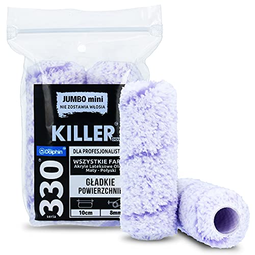 Blue Dolphin™ Malerwalze Set 330 Jumbo Mini KILLER Farbwalze 10 cm x 8 mm 2 Stück | Profi Farbroller Walzenbürste Rollerwalze Für Fassade Farben & Wandfarbe Renovierung | Malerbedarf Werkzeuge von Instalguru
