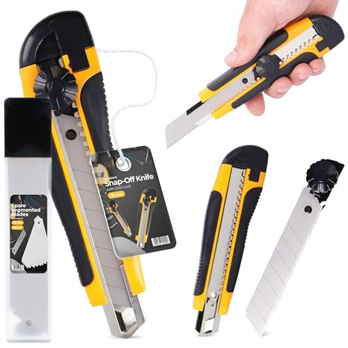 Cuttermesser 18 mm Teppichmesser Paketmesser Kartonmesser Cutter Metallmesser Folienmesser Universalmesser Abbrechmesser 11x Ersatzklingen Abbrechklingen von Instalguru