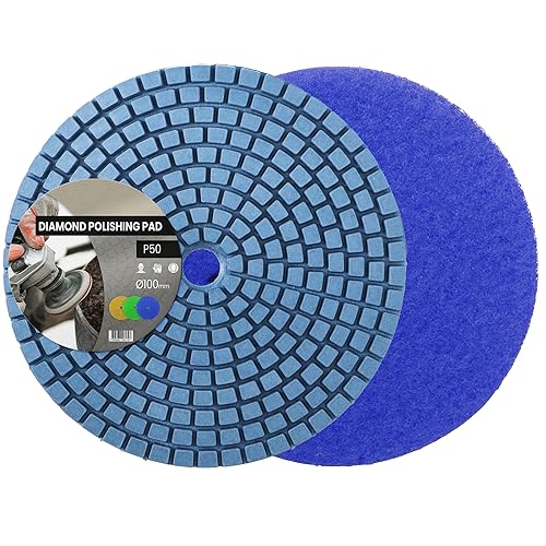 Diamant Polierscheibe Polierpad 100 mm P50 Schleifscheibe Schleifpad Granit Stein Beton Marmor Nass Trockene Polierer Winkelschleifer Disc von Instalguru