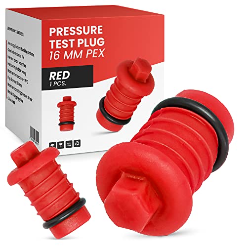 Druckprüfstopfen 16 mm PEX Rot Gewindeende Dichtheitsprüfung für mehrschichtige Rohre Polypropylen-Gummi-O-Ring von Instalguru