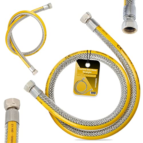Flexibler Gasschläuch 1m Propangasschlauch Butangasschlauch 1/2 IG x 1/2 IG DN12 Edelstahl PVC Butangas Propan Schlauch EN14800 Gasanschlussschlauch Gasflaschen Camping Küche Gasgrillgeräte von Instalguru
