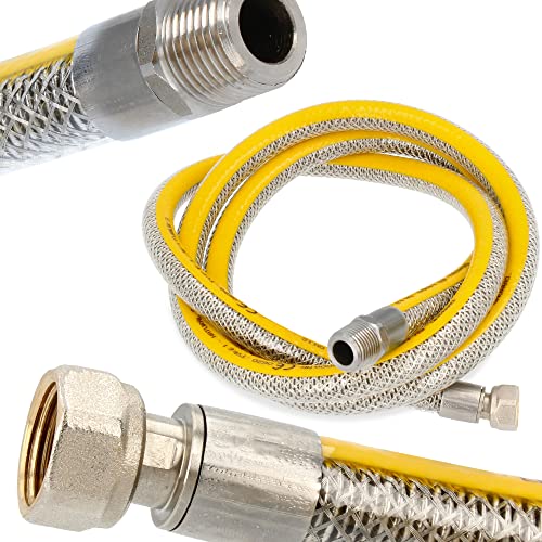 Flexibler Gasschläuch 2m Propangasschlauch Butangasschlauch 1/2 IG x 1/2 AG DN12 Edelstahl PVC Butangas Propan Schlauch EN14800 Gasanschlussschlauch Gasflaschen Camping Küche Gasgrillgeräte von Instalguru
