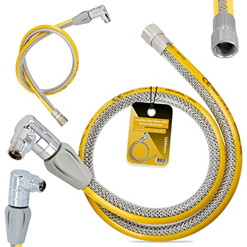 Flexibler Gasschlauch mit Schnellkupplung 1/2''IG x 1/2'' AG 1250 mm Propan Butangasschlauch DN12 Edelstahl PVC Butangas Gasanschlussschlauch Schnellkupplung Gasflaschen Campinggeräte Gaskocher Grill von Instalguru