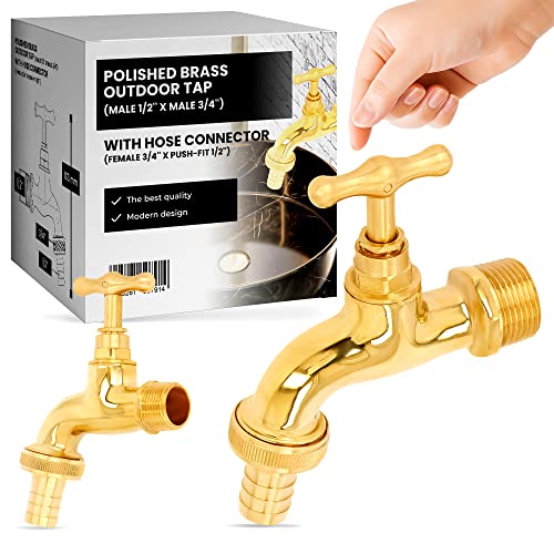 Garten Wasserhahn Kugelhahn Messing Blank-poliert Zapfhahn 1/2'' x 3/4'' AG Schlauchanschluss 3/4'' IG x Steckanschluss | Auslaufhahn Außenwasserhahn Auslaufventil Gartenhahn Garten Wasserhahn Kugelhahn Messing Blank-poliert Zapfhahn 1/2'' x 3/4'' AG Schlauchanschluss 3/4'' IG x Steckanschluss | Auslaufhahn Außenwasserhahn Auslaufventil Gartenhahn von Instalguru