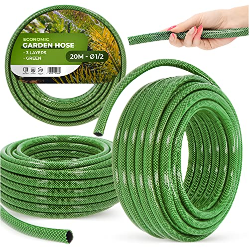 Gartenschlauch 1/2" 20 m Grün Verstärkt 3-lagig UV-Beständig Formstabiler Flexibler Gartenschlauch Bewässerung Gartenarbeit Autowäsch Panzerschlauch von Instalguru