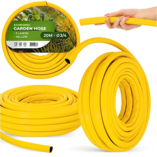 Gartenschlauch 3/4" 20 m Gelb Verstärkt 3-lagig UV-Beständig Formstabiler Flexibler Gartenschlauch Bewässerung Gartenarbeit Autowäsch Panzerschlauch von Instalguru