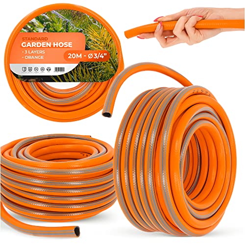 Gartenschlauch 3/4" 20 m Orange Verstärkt 3-lagig UV-Beständig Formstabiler Flexibler Gartenschlauch Bewässerung Gartenarbeit Autowäsch Panzerschlauch von Instalguru