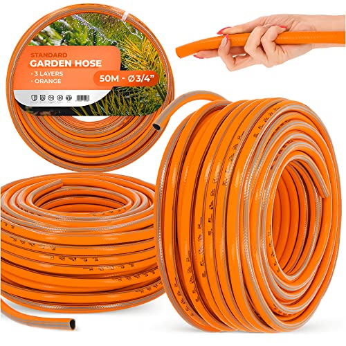 Gartenschlauch 3/4" 50 m Orange Verstärkt 3-lagig UV-Beständig Formstabiler Flexibler Gartenschlauch Bewässerung Gartenarbeit Autowäsch Panzerschlauch von Instalguru
