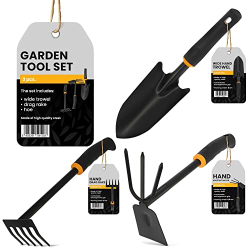 Gartenwerkzeug Set 3-Teiliges | Gartenschaufel Kleinrechen Doppelhacke Kleingeräte-Set Gartenset Gartenpflege Pflanze Topfblumen Gartenarbeit Handwerkzeuge von Instalguru