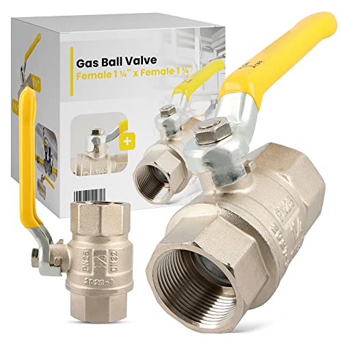 Gas Kugelhahn Gashahn Gas-Absperrhahn 1 1/4" x 1 1/4" IG Messing Kugelventil Absperrventil Hebelgriff Gaskugelhahn Flüssigkeiten Gas Absperrung von Instalguru