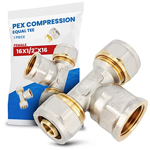 T-Stück PEX-AL-PEX Schraubfitting 16 x 1/2'' x 16 IG Messing Klemmverschraubung Sanitärsystem Heizungsschlauch Rohradapter T-Anschluss von Instalguru