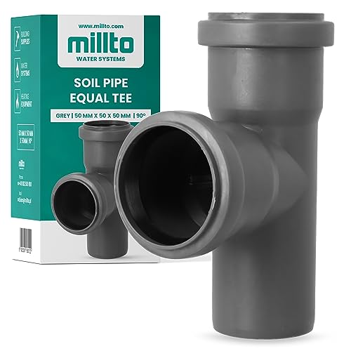 HT Rohr Abzweig Ø DN 50 mm Grau Winkel 90° | Abwasser T-Stück Kunststoff Abflussrohr Kunststoffabzweig PVC PP Doppelabzweig Verbindung Anschlussstück von Instalguru