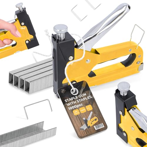 Handtacker Tacker Polstertacker 4-14 mm Hefter Nagler Handnagler Klammergerät Klammerentferner für Dekoration Möbel Tackerpistole mit 1000x Klammern 8 mm 53A Nägel von Instalguru