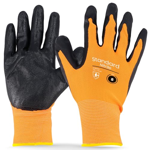 Instalguru 10x Arbeitshandschuhe Nitril-Beschichtung Größe 8 Rutschfeste Handschuhe Montagehandschuhe Montagearbeit Mechanikerhandschuhe Gartenhandschuhe Bauarbeiten von Instalguru