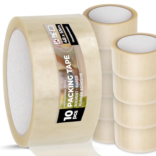 Instalguru 10x Packband Klebeband 55 m Transparent Paketband Verpackungsband Stark Kautschukklebstoff Reißfest für Versand Umzug Kühllagerung Paketen Kartons von Instalguru