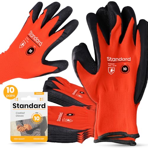 Instalguru 10x Schutzhandschuhe Größe 10 Latex Arbeitshandschuhe Handschuhe Beschichtung Montagehandschuhe Bauhandschuh Mechaniker Bauarbeiten Heimwerker Gartenarbeit von Instalguru