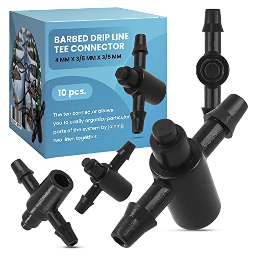Instalguru 10x T-Stück für Emitter 4mm x 3/5mm x 3/5mm Bewässerungsleitung Steckverbinder für Schlauch Bewässerung System Pfeiltropfer Wasserverteiler Microbewässerung Tröpfchenbewässerung für Garten von Instalguru