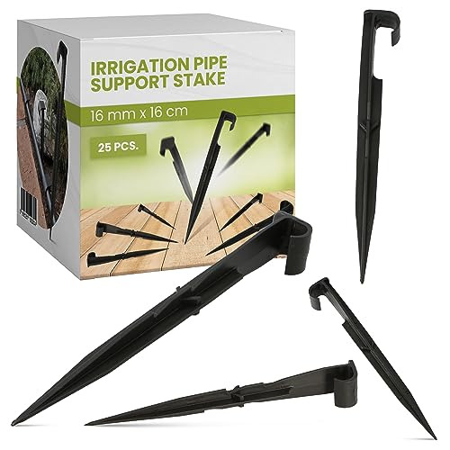 25 Stück Bewässerung Rohr Unterstützung Pfahl 16 mm 16 cm Schlauch Schlauchhalter Spike Halterung Befestigungszapfen Rohr Pflanze Garten Bewässerung Kit von Instalguru