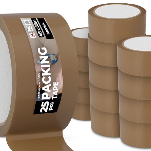 Instalguru 25x Klebeband Packband 48 mm 55 m Braun Paketband Verpackungsband Verpackungsklebeband Stark Acrylkleber Verschließen von Paketen Kartons Universelles von Instalguru