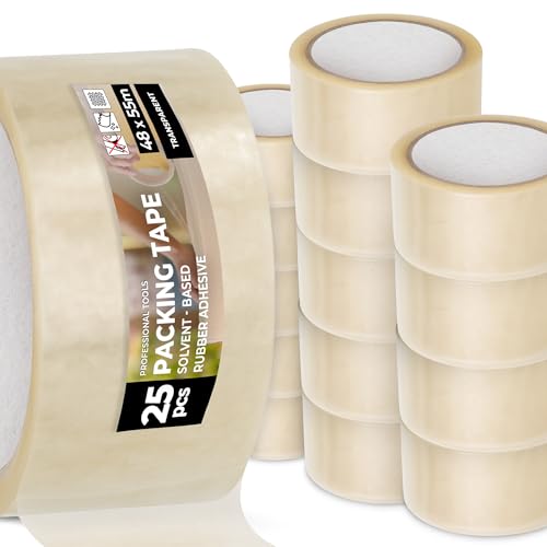 Instalguru 25x Packband Klebeband 55 m Transparent Paketband Verpackungsband Stark Kautschukklebstoff Reißfest für Versand Umzug Kühllagerung Paketen Kartons Instalguru 25x Packband Klebeband 55 m Transparent Paketband Verpackungsband Stark Kautschukklebstoff Reißfest für Versand Umzug Kühllagerung Paketen Kartons von Instalguru